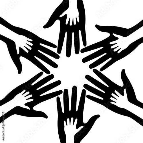 silhouettes of adult and children's hands
