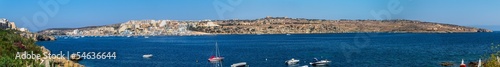 Panoramic of Xemxija coast in the republic of Malta