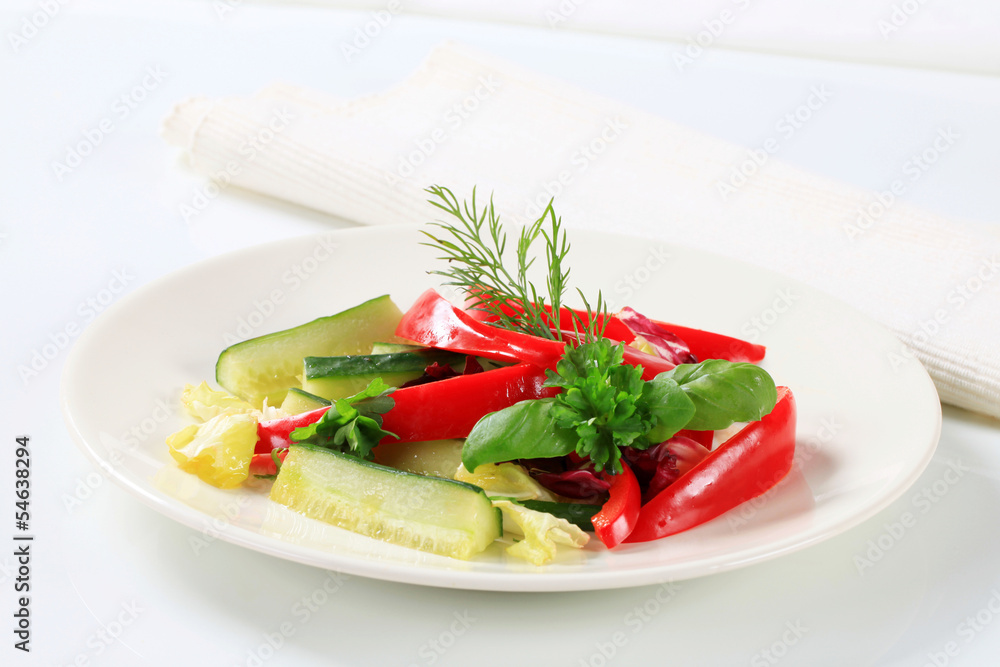 Red bell pepper and cucumber sticks