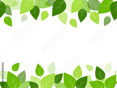 Horizontal seamless background with green leaves.