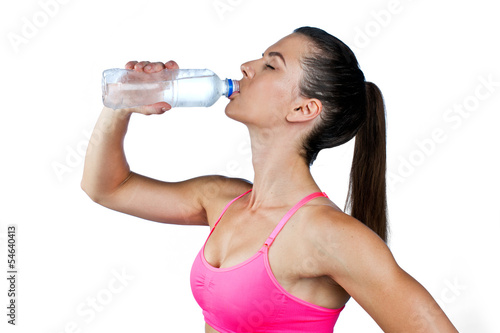 fit woman drinking water