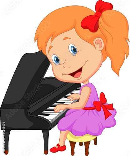 Cute little girl playing piano