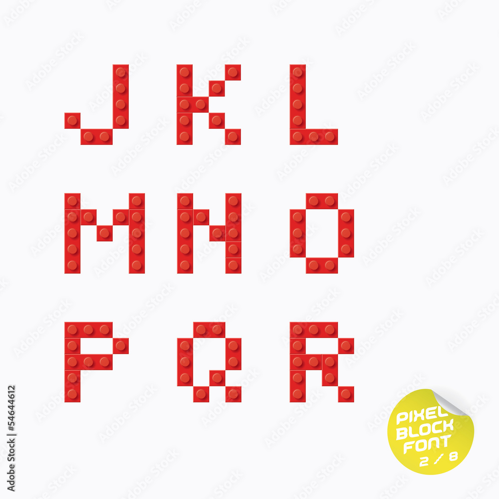 Obraz premium Unique Pixel Block Alphabet With Sticker
