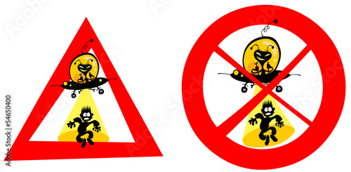Funny UFO abduction signs.
