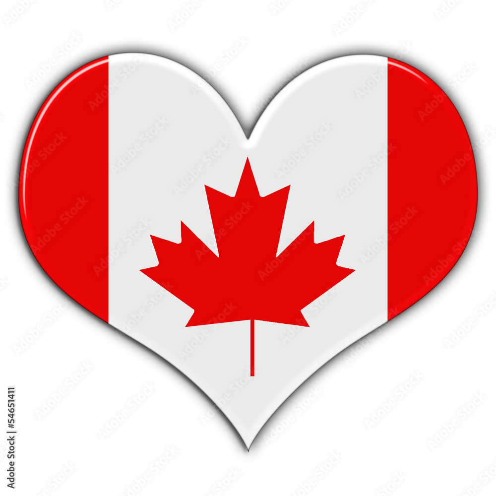Obraz premium Coração com a bandeira do Canadá