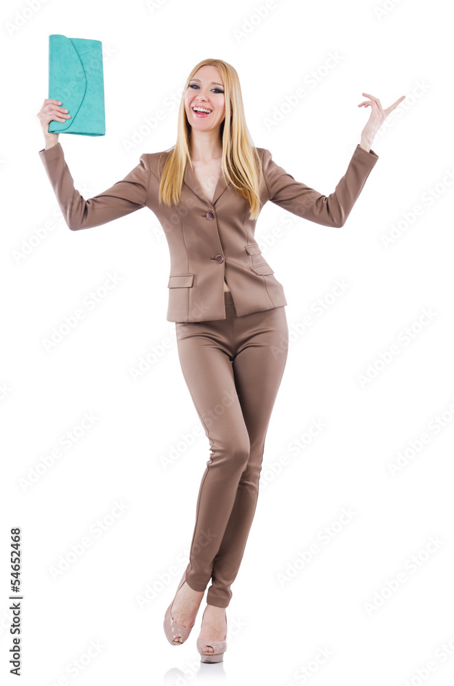 Model wearing fashionable clothing on white Model wearing fashionable clothing on white