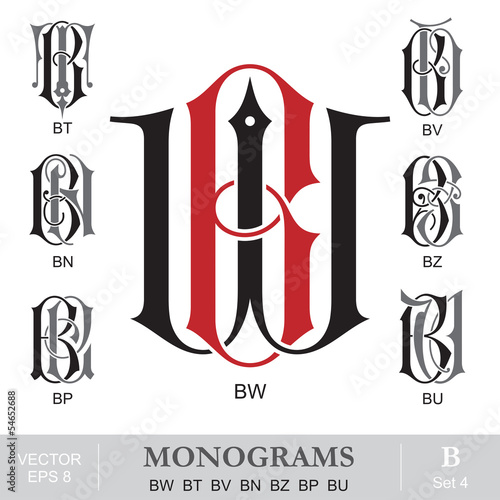 Vintage Monograms BW BT BV BN BZ BP BU
