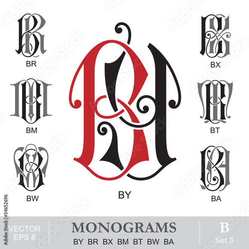 Vintage Monograms BY BR BX BM BT BW BA