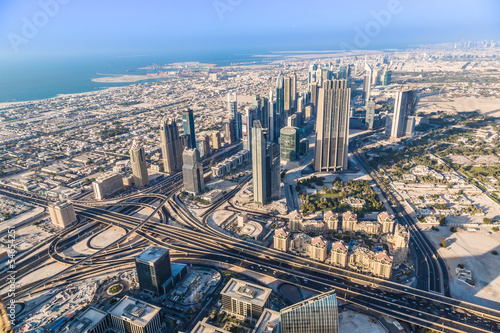 Photography Dubai downtown. East, United Arab Emirates architecture. Aerial