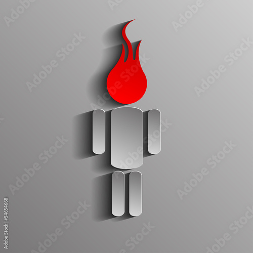 Man with a burning head