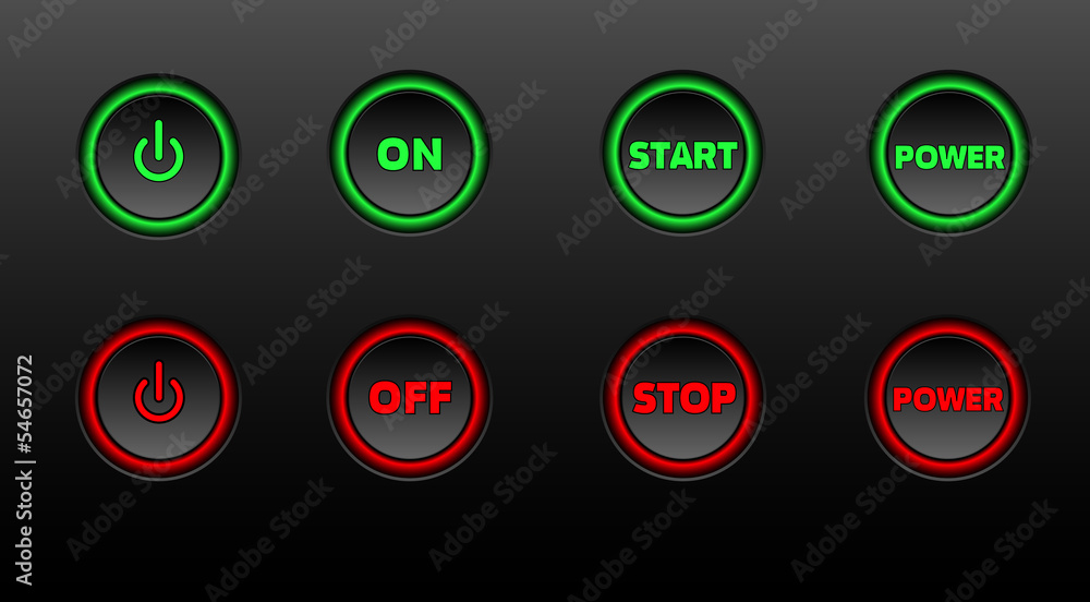 Neon buttons vector icon set on black bacground Neon buttons vector icon set on black bacground