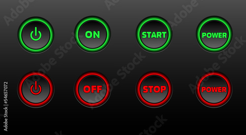 Neon buttons vector icon set on black bacground