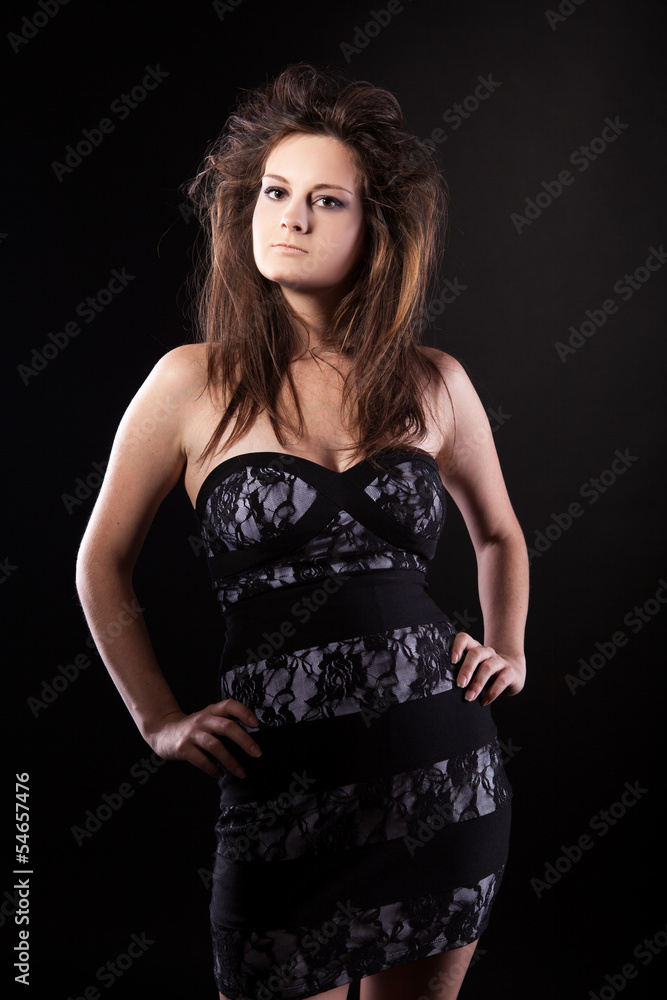 Fototapeta premium Sensual woman on black background studio shot