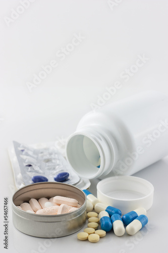 Many medicine with white background
