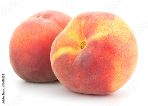 Ripe peach fruit isolated on white background