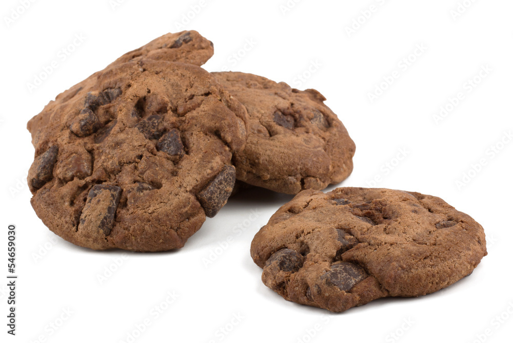 Chocolate chip cookies isolated on white background Chocolate chip cookies isolated on white background
