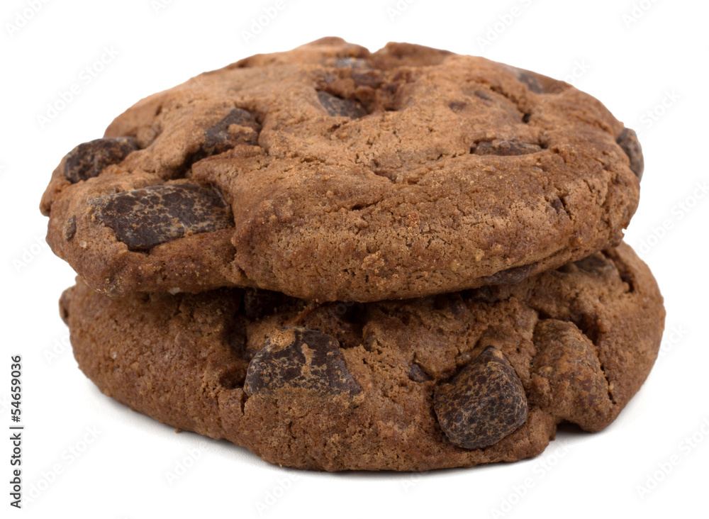 Chocolate chip cookies isolated on white background Chocolate chip cookies isolated on white background