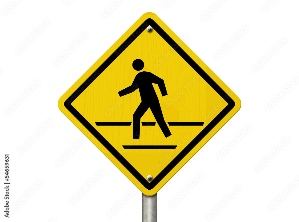 Caution crosswalk present Caution crosswalk present