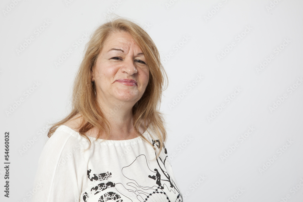 senior woman portait serious expression white background senior woman portait serious expression white background
