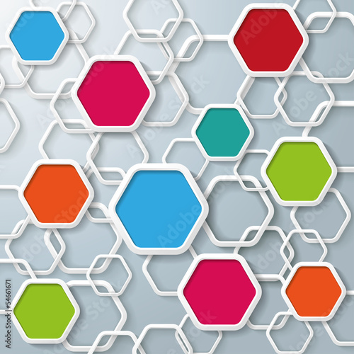 Colored And White Hexagons Infographic