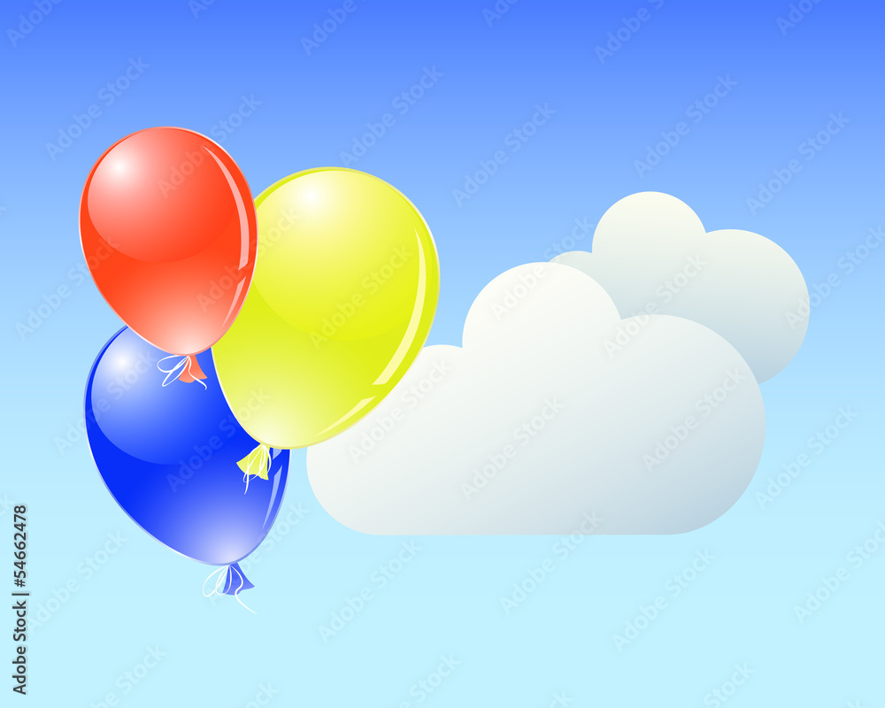 Naklejka premium Balloons and clouds.