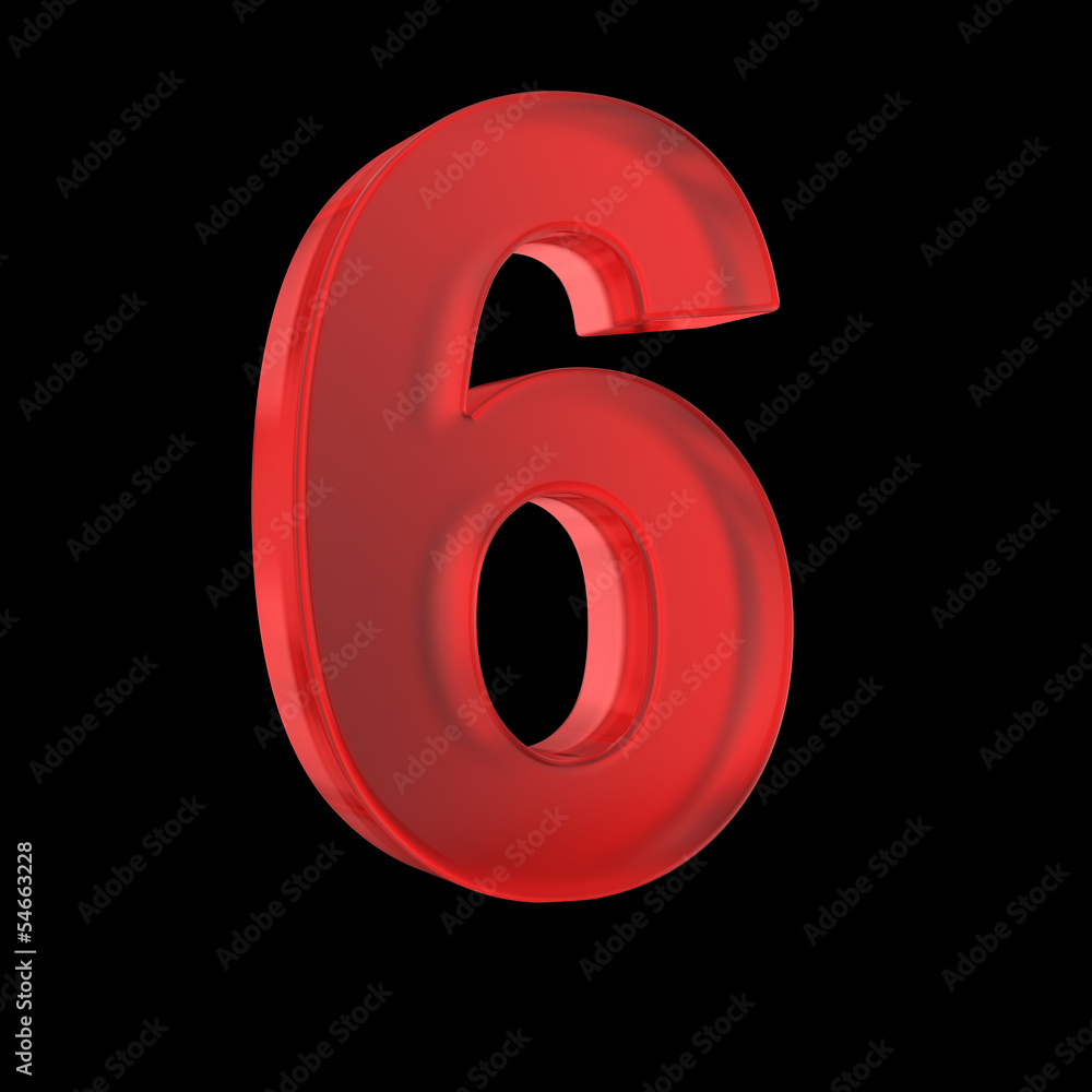 Number six- red isolated with clipping path Number six- red isolated with clipping path