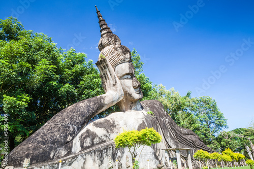 Buddhist statues at Buddha Park, Wat xiengkuane, Vientiane, Laos photo