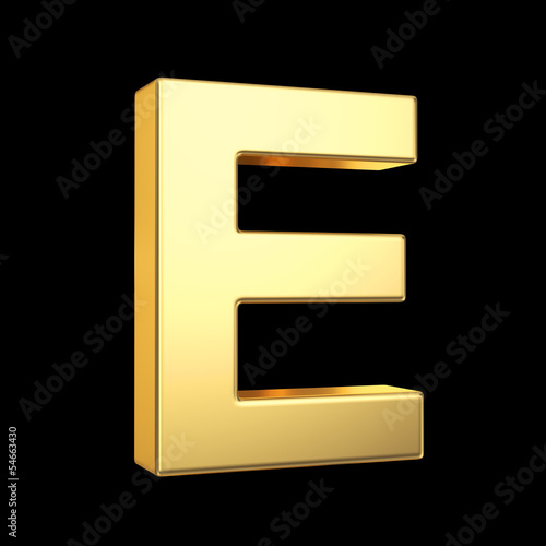 3D golden letter isolated with clipping path on white