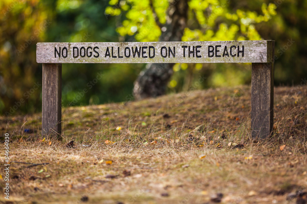 Warning Sign in the beach - No Dogs