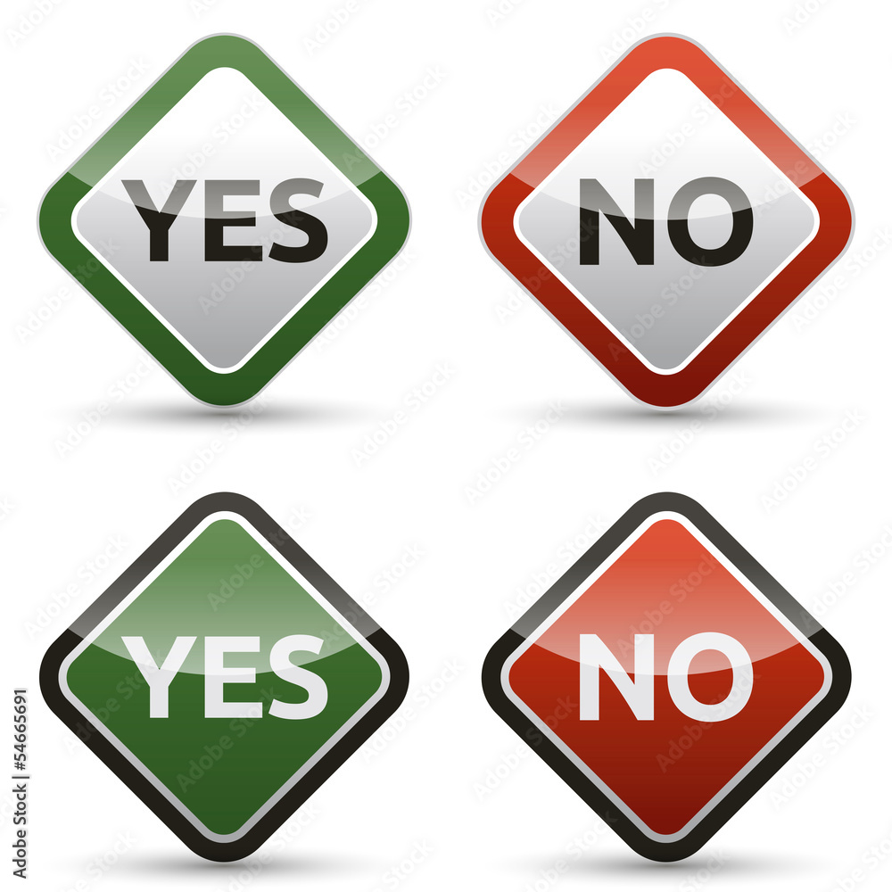 YES - NO color board with shadow on white background. YES - NO color board with shadow on white background.
