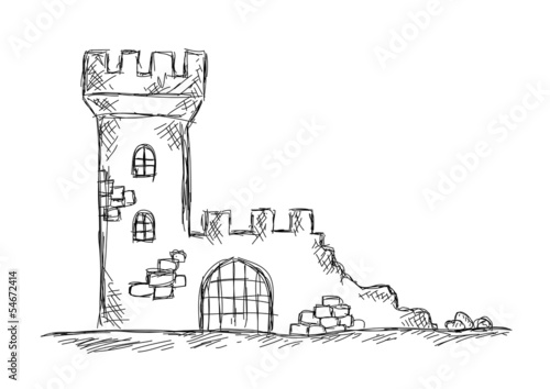 Drawing of castle ruins