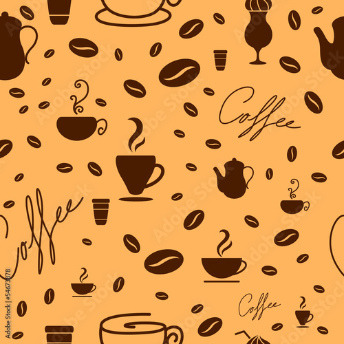 Vector Illustration of a Seamless Coffee Background