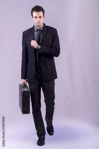 Schilderij op canvas young business man on grey