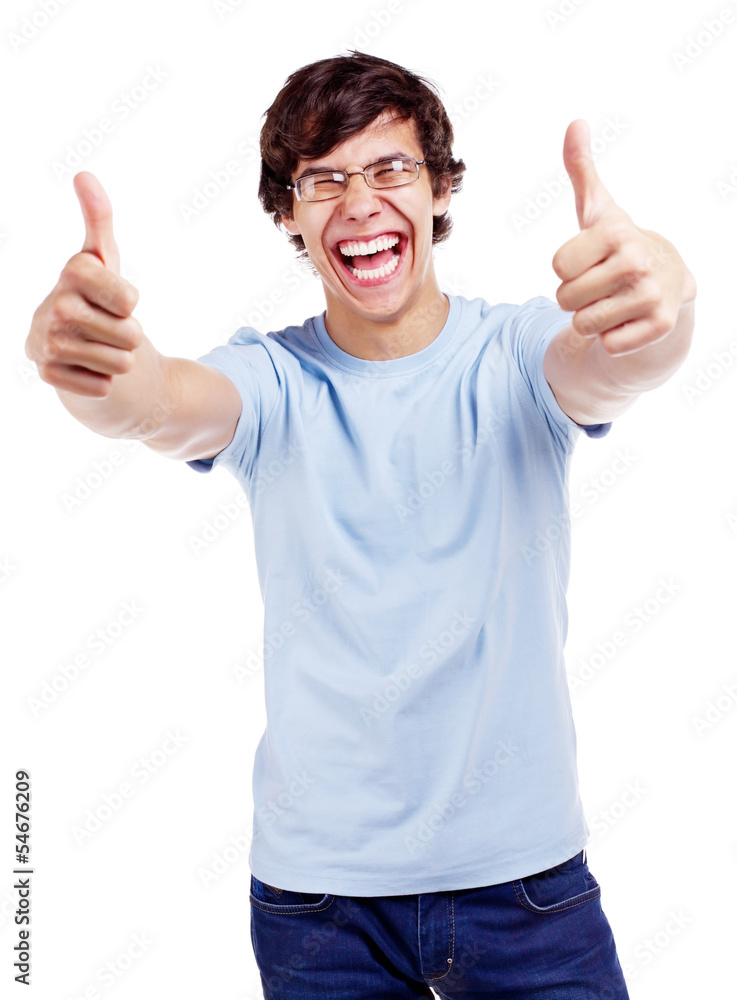 Smiling guy showing thumb up Smiling guy showing thumb up