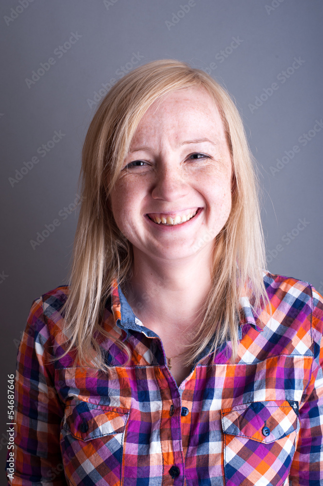 Studio portrait of freckled blonde Studio portrait of freckled blonde