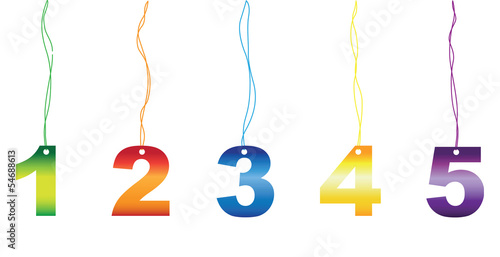 a set of one to five number tag labels