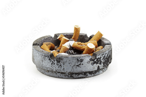 old ashtray full of cigarettes