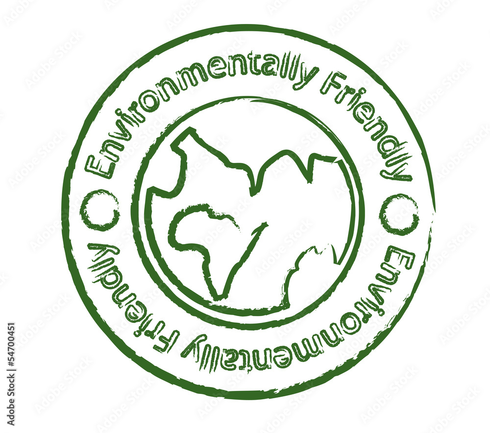 Environmentally friendly product stamp with earth Environmentally friendly product stamp with earth