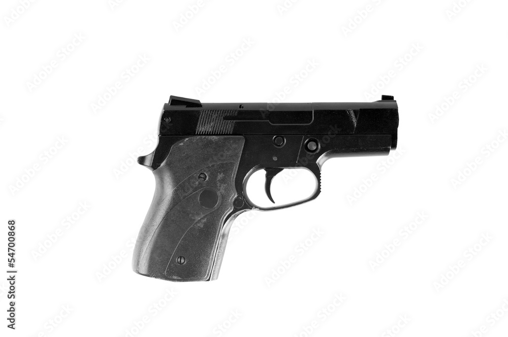 Handgun isolated on white background.