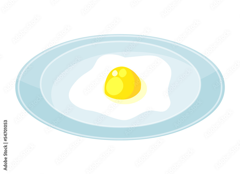Fried eggs on dish isolated illustration