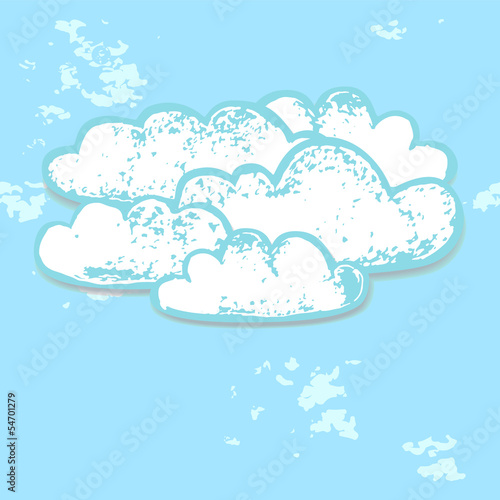 White clouds in the blue sk...