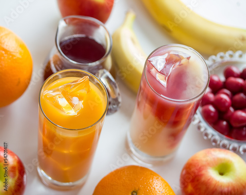 mixed fresh cold fruit juices