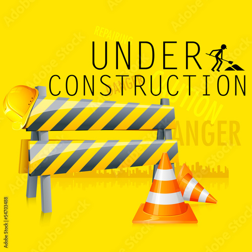 illustration of under construction background with road barrier