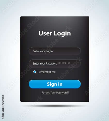 Login and registration web ui form window