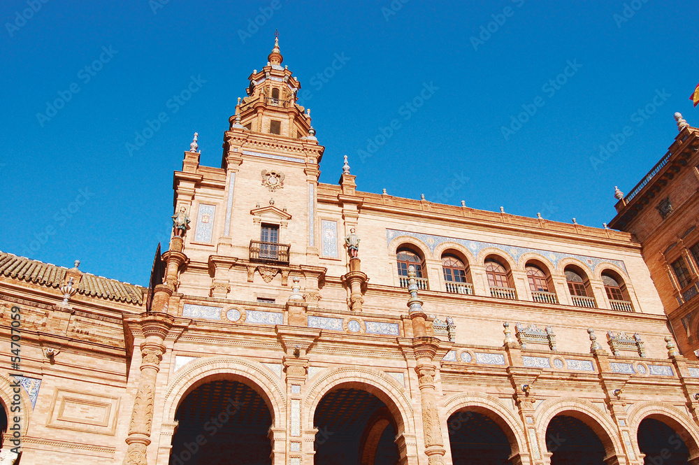Architecture in the Plaza of Spain in Seville - Spain