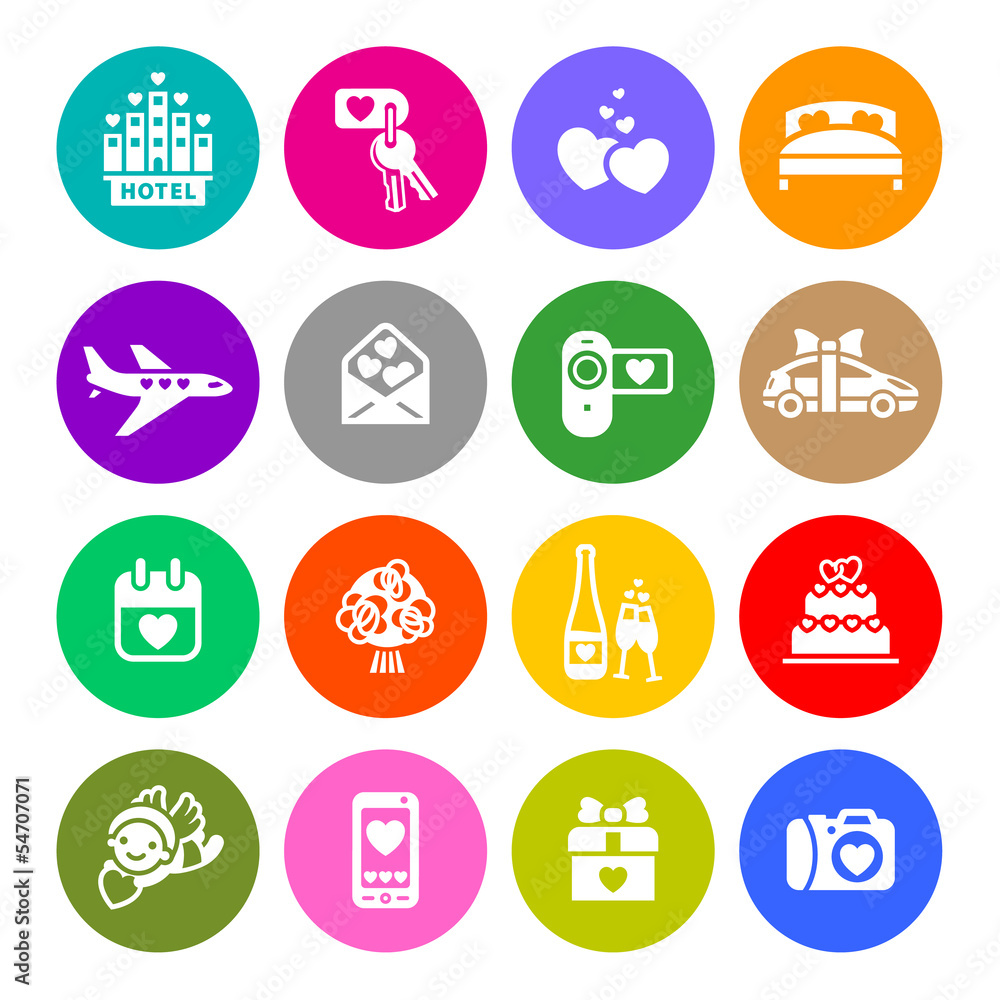 Set valentine's day buttons, romantic travel Set valentine's day buttons, romantic travel