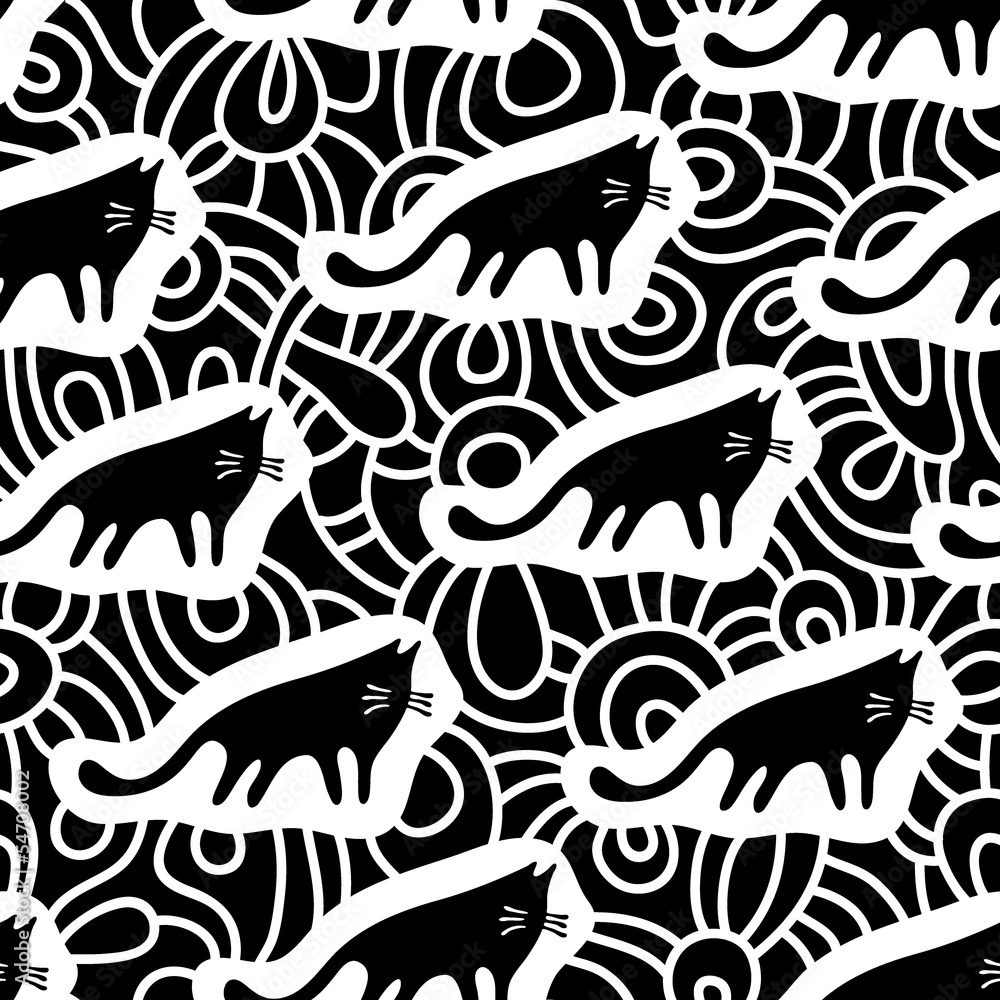 black and white background with cats black and white background with cats