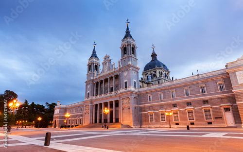  Almudena  cathedral at Madrid  in evening