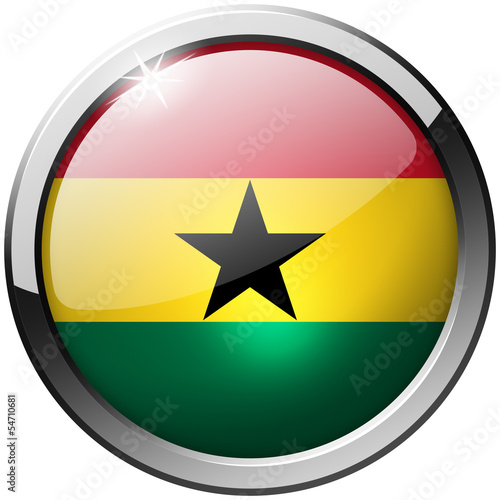 Free Download Ghana Round Metal Glass realistic button on white background - GFXLoad