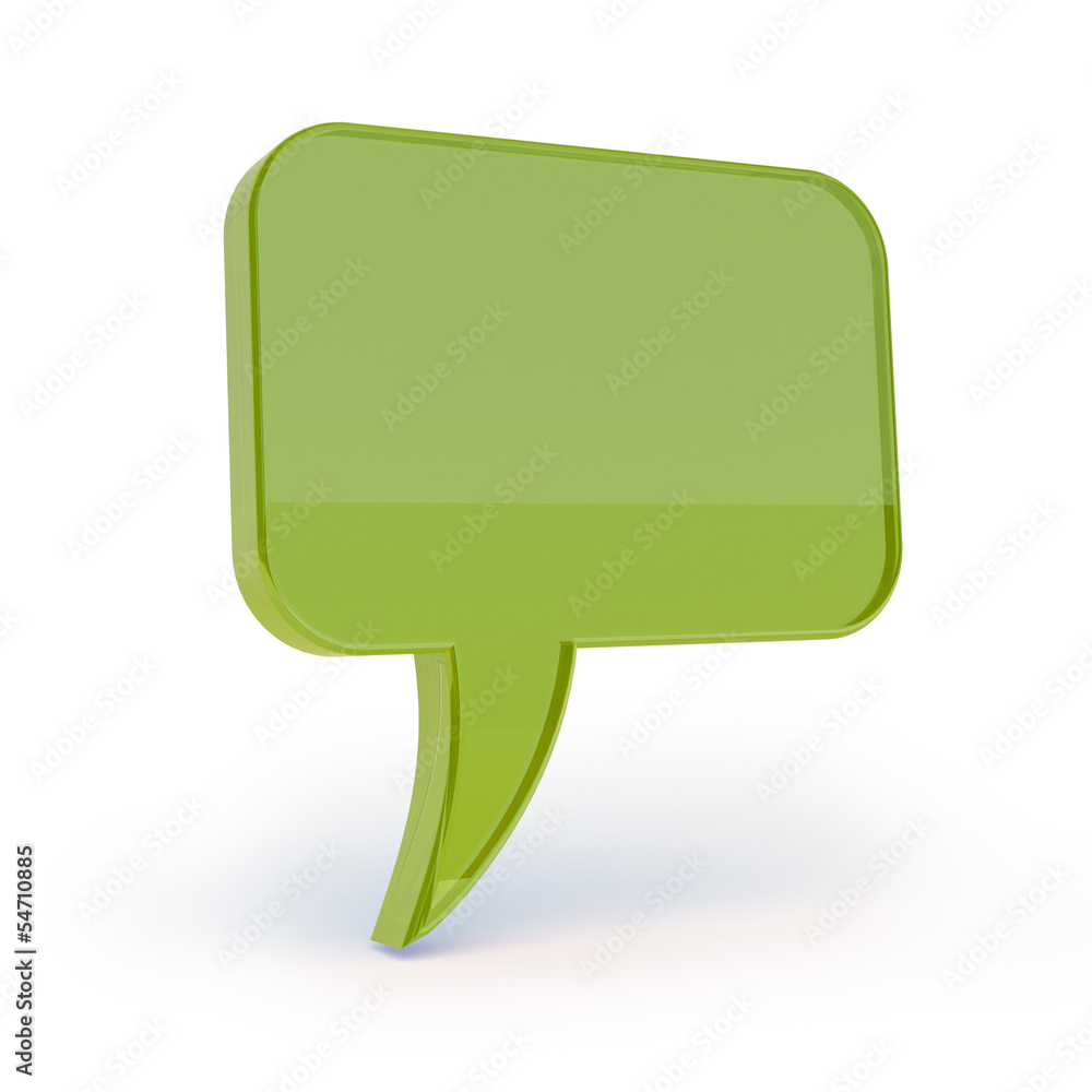 Naklejka premium Green speech bubble isolated on white with clipping path